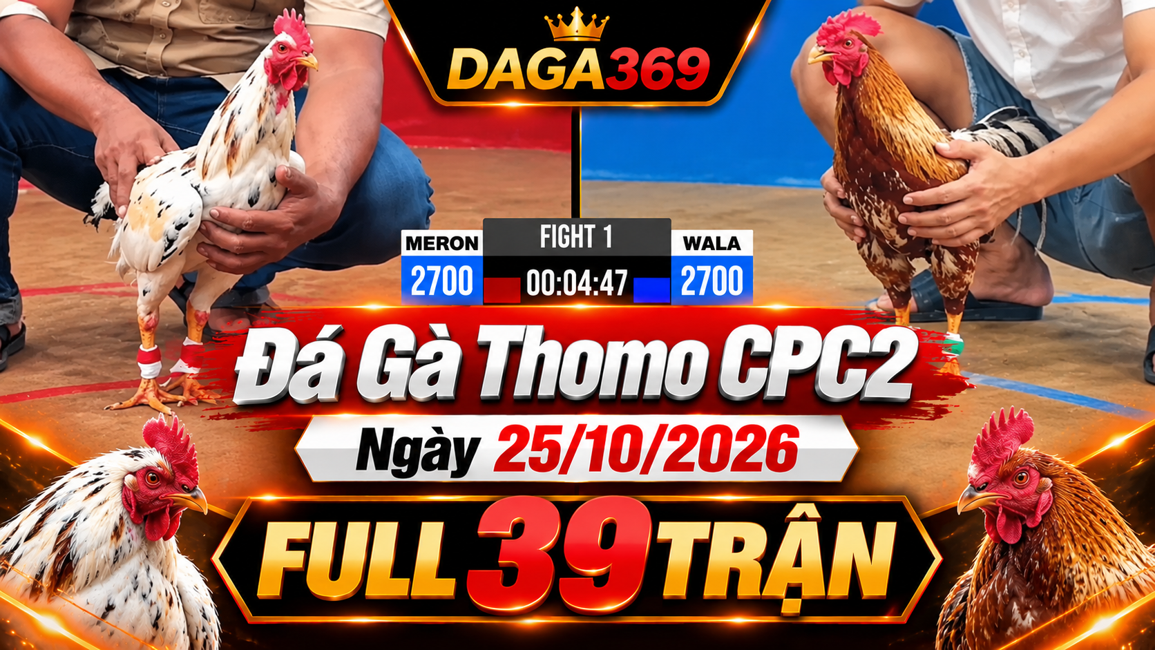 Đá Gà Thomo CPC2 Ngày 25/10/2026 – Full 39 Trận | DAGA369